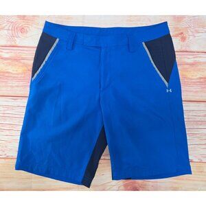 Under Armour Mens Blue & Black Golf Shorts Size 34 Polyester Blend